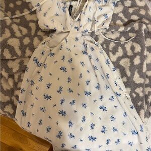 White and Blue Floral Dress